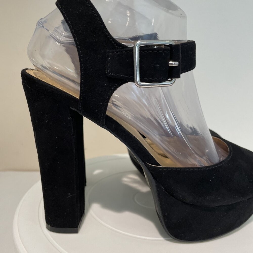 Vintage Y2K Candies Faux Suede Chunky Platform Heels Sandals Size 8 Black Funky - Picture 2 of 12